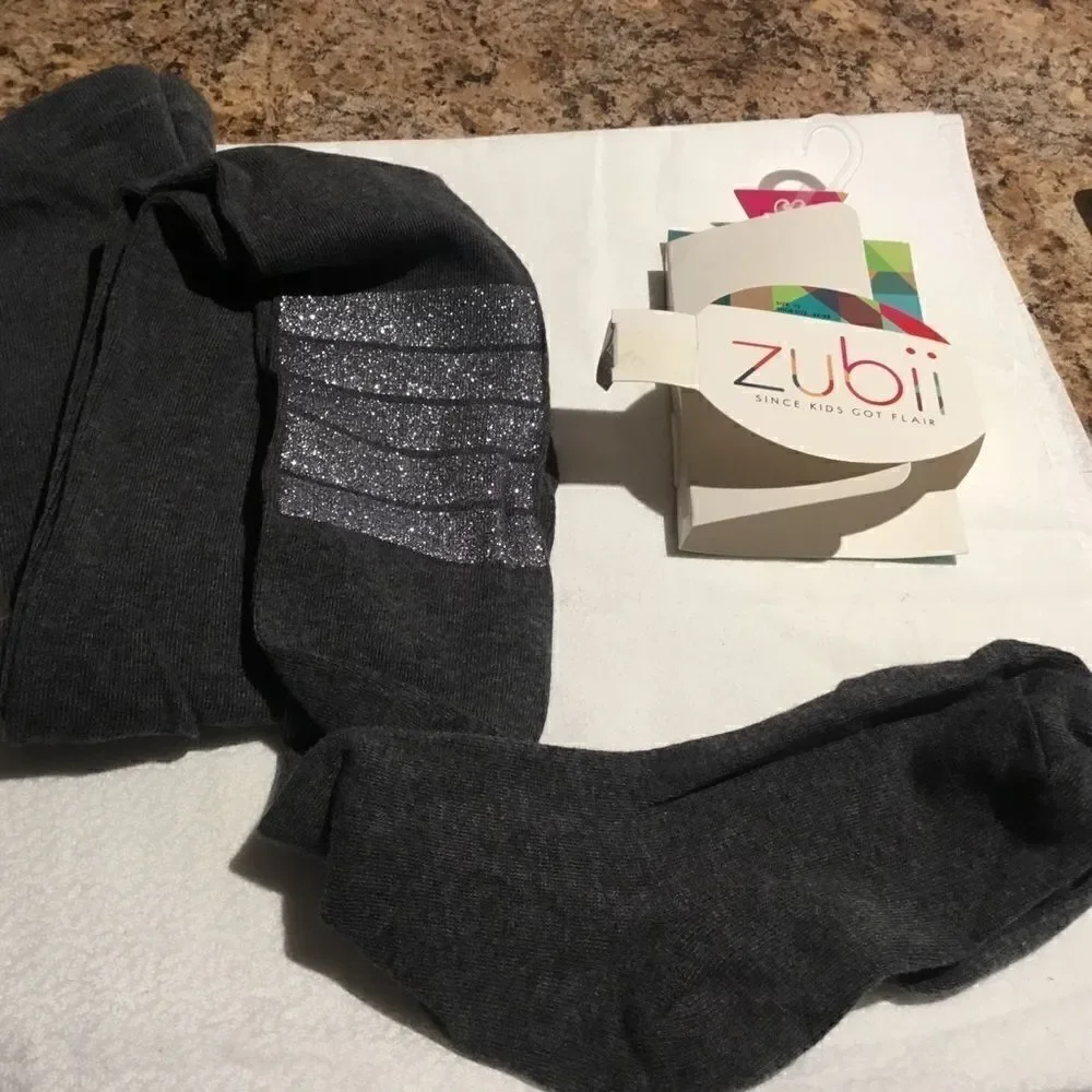 NWT  Gray Tights w/Silver Glitter Stripe 3/$10